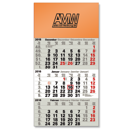 3-Monatskalender für das Folgejahr